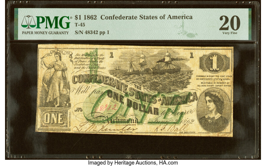 image for: T45 $1 1862 PF-2 Cr. 342 PMG Very Fine 20....