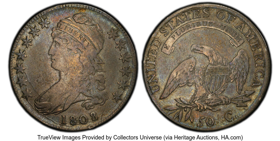 image for: 1808/7 50C O-101, R.1, VF20 PCGS. PCGS Population: (29/348)....