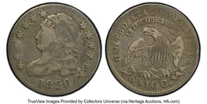 image for: 1820 10C STATESOF, JR-1, FS-901, R.3, Fine 12 PCGS. PCGS Population: (9/42)....