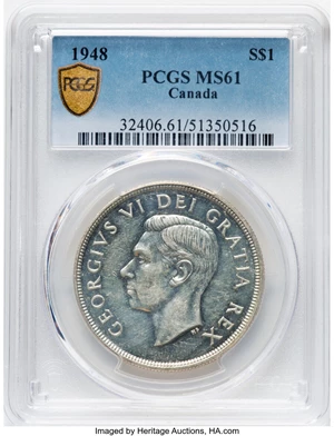 image for: Canada: George VI Dollar 1948 MS61 PCGS,...