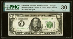 image for: Fr. 2200-G $500 1928 Federal Reserve Note. PMG Very Fine 30....