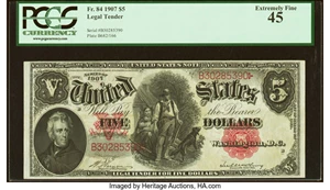 image for: Fr. 84 $5 1907 Legal Tender PCGS Extremely Fine 45....