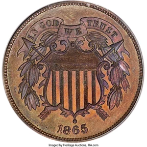 image for: 1865 2C Plain 5 PR64 Red and Brown PCGS. PCGS Population: (60/66). Mintage 500....