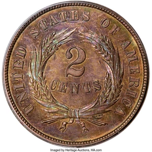 image for: 1865 2C Plain 5 PR64 Red and Brown PCGS. PCGS Population: (60/66). Mintage 500....