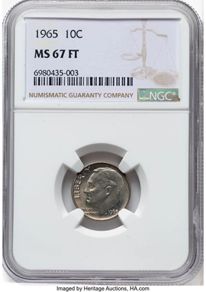 image for: 1965 10C MS67 Full Bands NGC. NGC Census: (48/12). ...