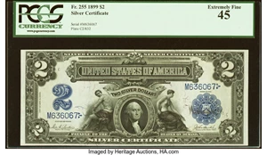 image for: Fr. 255 $2 1899 Silver Certificate PCGS Extremely Fine 45....