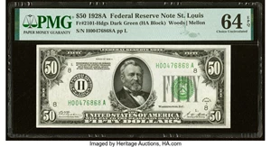 image for: Fr. 2101-H $50 1928A Federal Reserve Note. PMG Choice Uncirculated 64 EPQ....