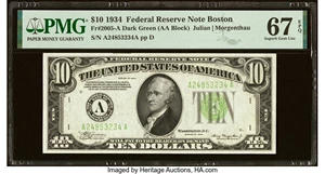 image for: Fr. 2005-A $10 1934 Federal Reserve Note. PMG Superb Gem Unc 67 EPQ....