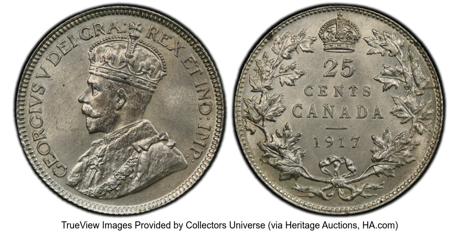 image for: Canada: George V 25 Cents 1917 MS63 PCGS, ...