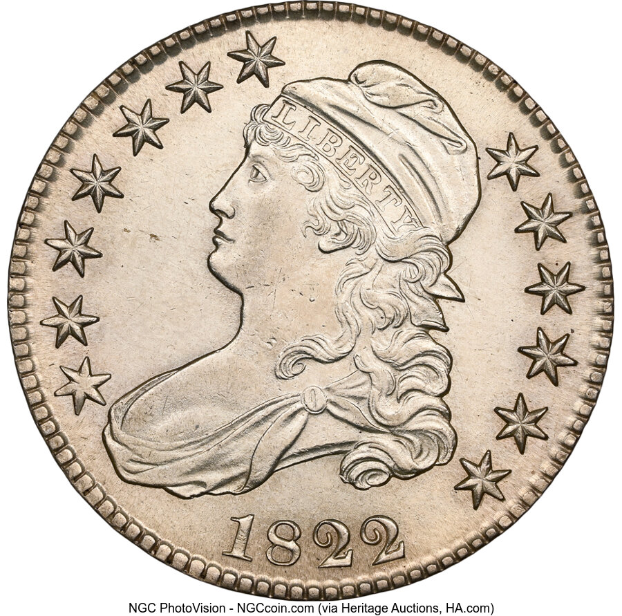image for: 1822 50C O-104, R.2, MS62 NGC. NGC Census: (62/92).  Mintage 1,559,573....