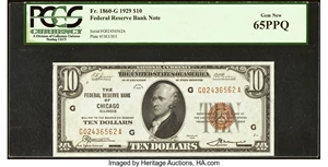 image for: Fr. 1860-G $10 1929 Federal Reserve Bank Note. PCGS Gem New 65PPQ....