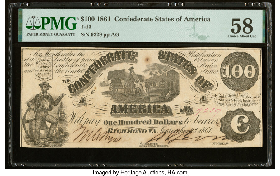 image for: T13 $100 1861 PF-4 Cr. 56 PMG Choice About Unc 58....