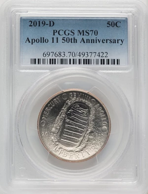 image for: 2019-D 50C Apollo 11 50th Anniversary MS70 PCGS. PCGS Population: (65). ...