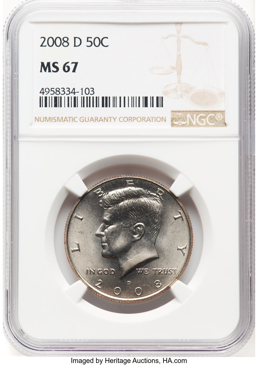 image for: 2008-D 50C Kennedy MS67 NGC. NGC Census: (0/0).  ...