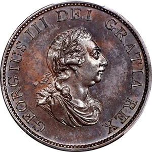 image for: GREAT BRITAIN. Bronzed 1/2 Penny Pattern, 1799. Birmingham (Soho) Mint. George III. PCGS PROOF-64.