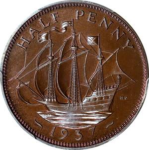 image for: GREAT BRITAIN. 1/2 Penny, 1937. London Mint. George VI. PCGS PROOF-67 Brown.