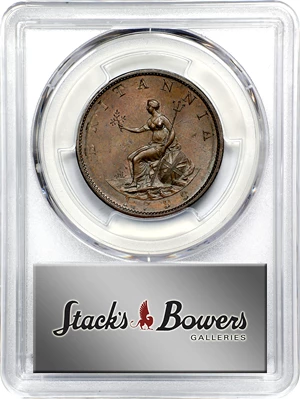 image for: GREAT BRITAIN. 1/2 Penny, 1799. Birmingham (Soho) Mint. George III. PCGS MS-65 Brown.