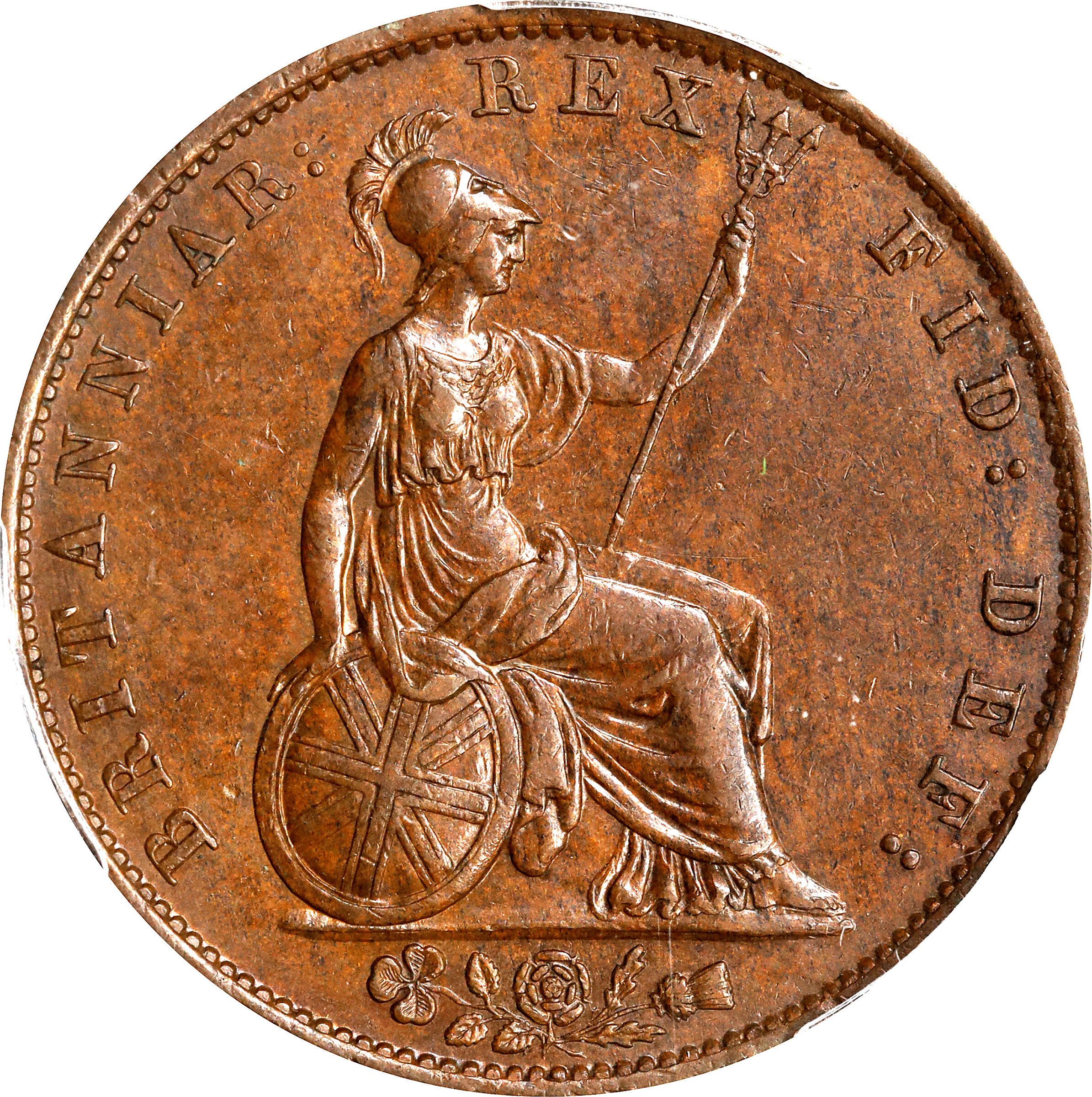image for: GREAT BRITAIN. 1/2 Penny, 1837. London Mint. William IV. PCGS MS-62 Brown.