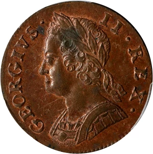 image for: GREAT BRITAIN. 1/2 Penny, 1749. London Mint. George II. PCGS MS-63 Brown.