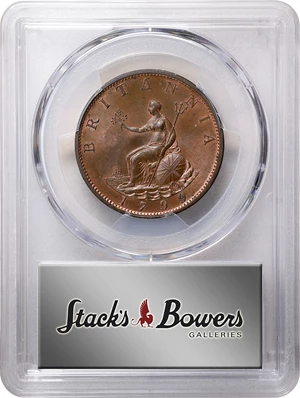 image for: GREAT BRITAIN. 1/2 Penny, 1799. Birmingham (Soho) Mint. George III. PCGS MS-65 Brown.