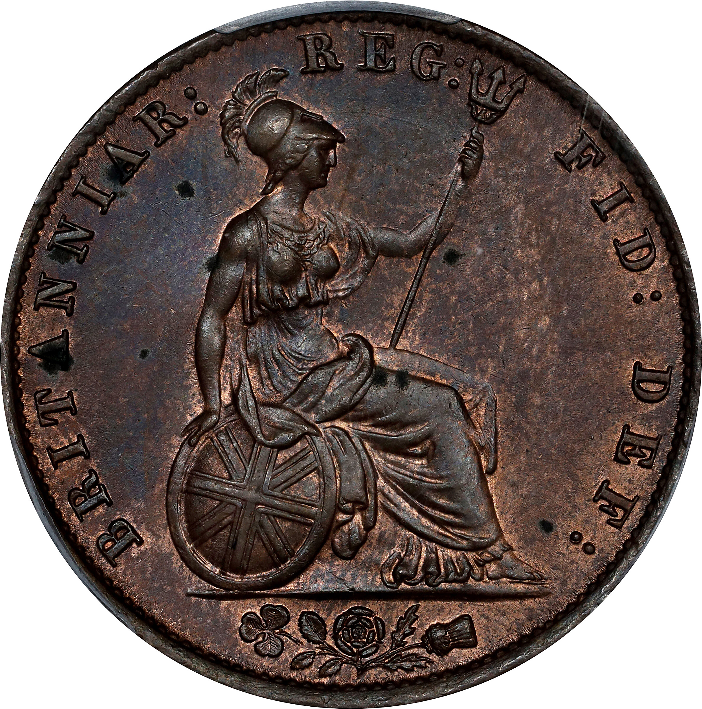 image for: GREAT BRITAIN. 1/2 Penny, 1838. London Mint. Victoria. PCGS MS-63 Red Brown.