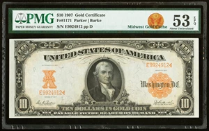 image for: Fr. 1171 $10 1907 Gold Certificate PMG About Uncirculated 53 EPQ....