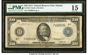 image for: Fr. 1044 $50 1914 Federal Reserve Note PMG Choice Fine 15....
