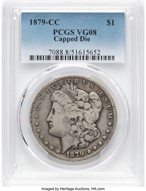 image for: 1879-CC $1 Capped Die, VAM-3, VG8 PCGS....