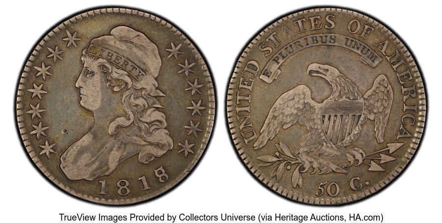 image for: 1818/7 50C Large 8, O-101, R.1, VF30 PCGS....