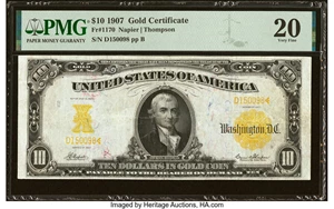 image for: Fr. 1170 $10 1907 Gold Certificate PMG Very Fine 20....