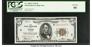 image for: Fr. 1850-G $5 1929 Federal Reserve Bank Note. PCGS Gem New 66....
