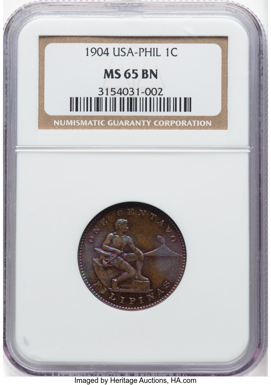 image for: 1904 1C Philippines Centavos MS65 Brown NGC. NGC Census: (0/0)....