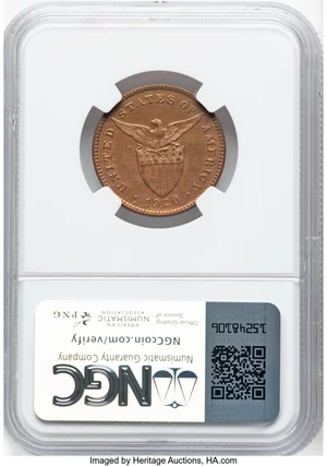image for: 1920-S 1C Philippines Centavo MS65 Brown NGC. NGC Census: (0/0)....