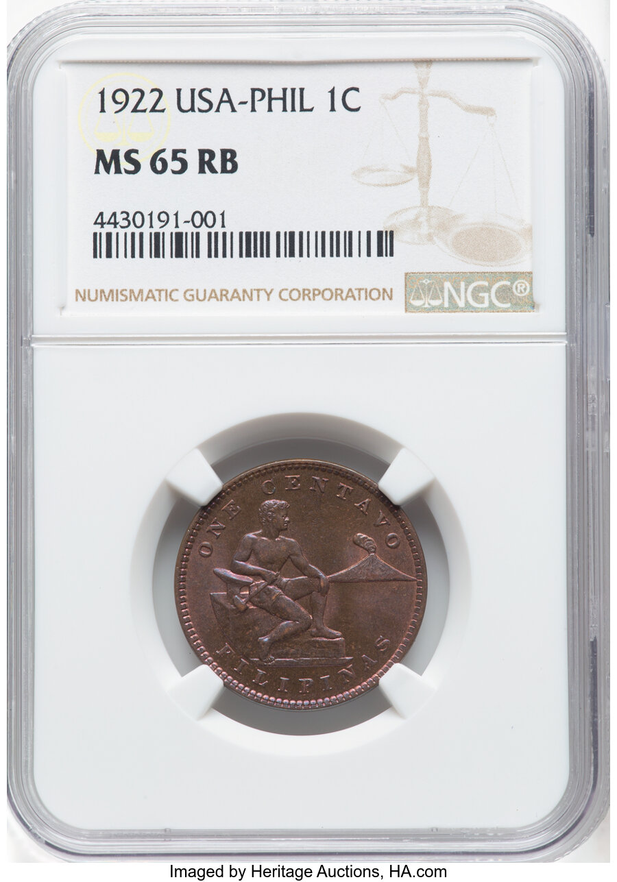 image for: 1922 1C Philippines Centavos MS65 Red and Brown NGC. NGC Census: (0/0)....