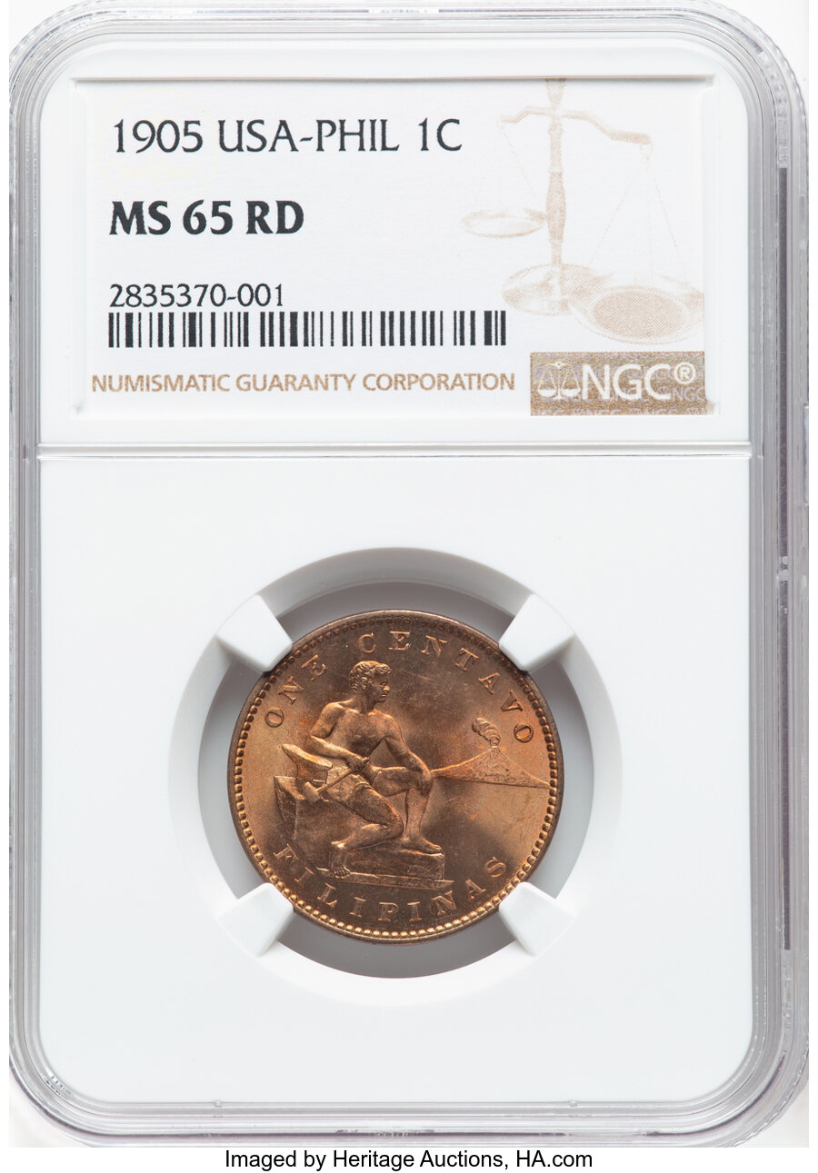 image for: 1905 1C Philippines Centavo MS65 Red NGC. NGC Census: (0/0)....