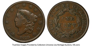 image for: 1829 1C Medium Letters, N-3, R.3, VF30 PCGS. PCGS Population: (3/6)....