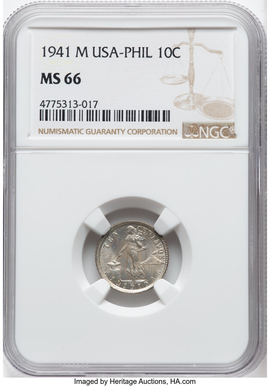 image for: 1941-M 10C Philippines 10 Centavos MS66 NGC. NGC Census: (0/0)....