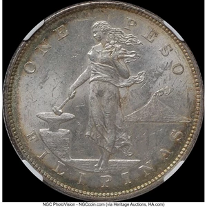 image for: 1903-S Philippines Peso MS62 NGC. NGC Census: (66/37)....