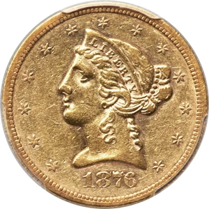 image for: 1876-S $5 XF45 PCGS....