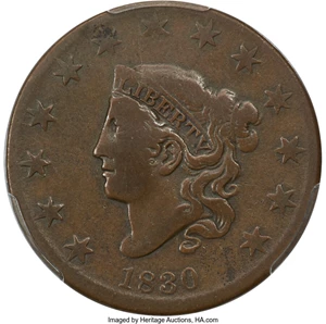 image for: 1830 1C Large Letters, N-9, R.6, VG10 PCGS....