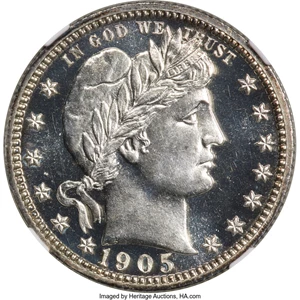 image for: 1905 25C PR67+ Cameo NGC....