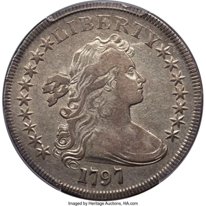 image for: 1797 $1 9x7 Stars, Large Letters, B-1, BB-73, R.3, XF40 PCGS....