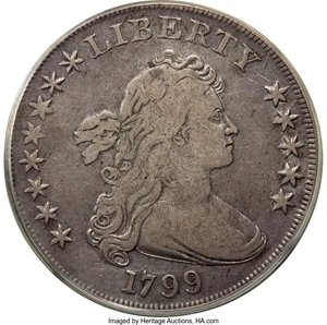image for: 1799 $1 8x5 Stars, B-23, BB-159, R.4, VF20 PCGS....