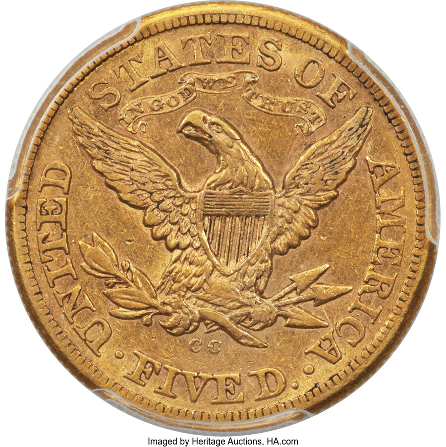 image for: 1876-CC $5 AU53 PCGS. Winter 1-A....