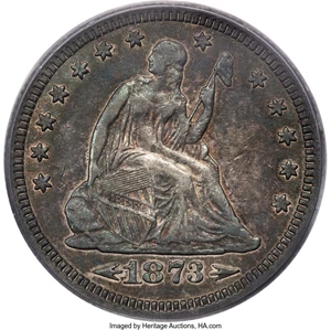 image for: 1873-CC 25C Arrows XF40 PCGS. Briggs 1-A....