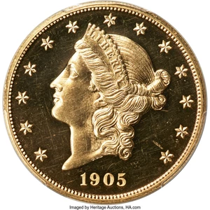 image for: 1905 $20 JD-1, High R.4, PR64 Cameo PCGS. CAC....