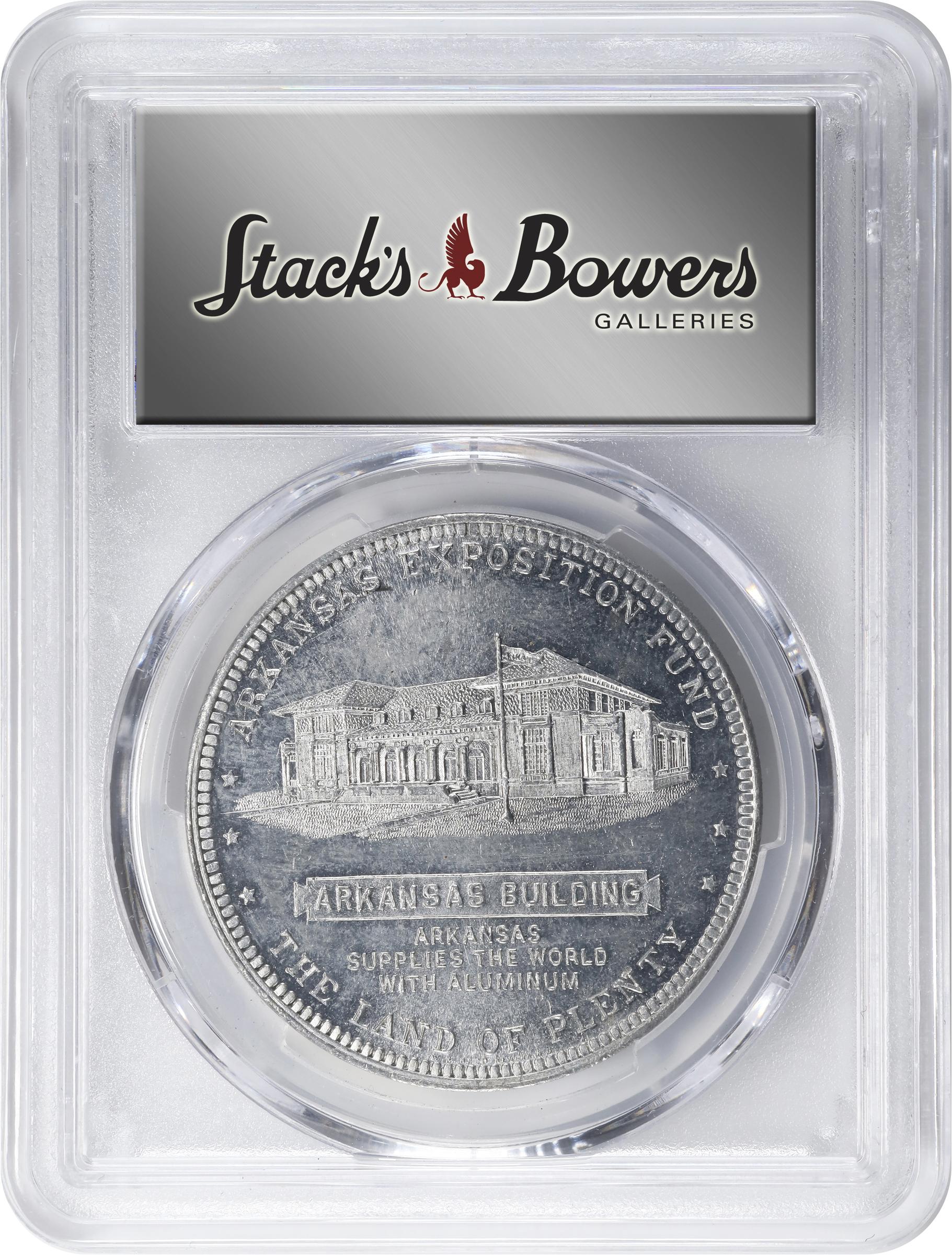 image for: 1915 Panama-Pacific International Exposition. State Fund Dollar, Arkansas. HK-403, SH 18-13 AL. Rarity-5. Aluminum. MS-62 (PCGS).