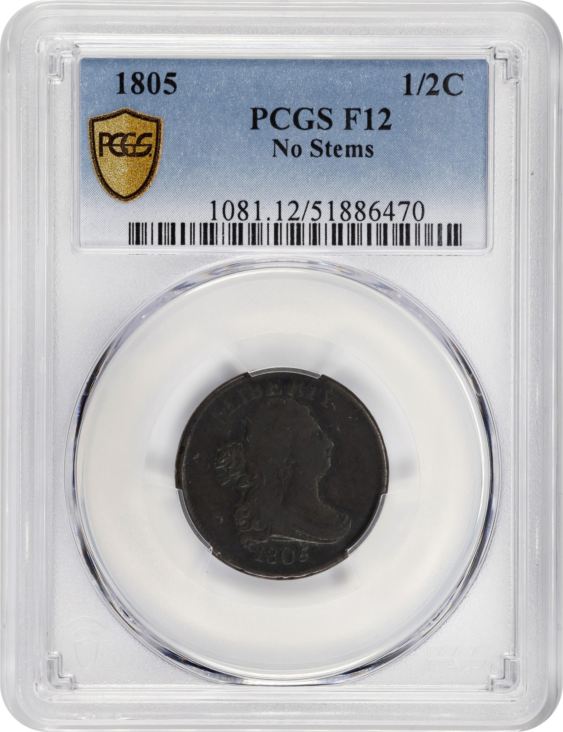 1805 1/2c Small 5, No Stems MS BN F12 BN thumbnail 3