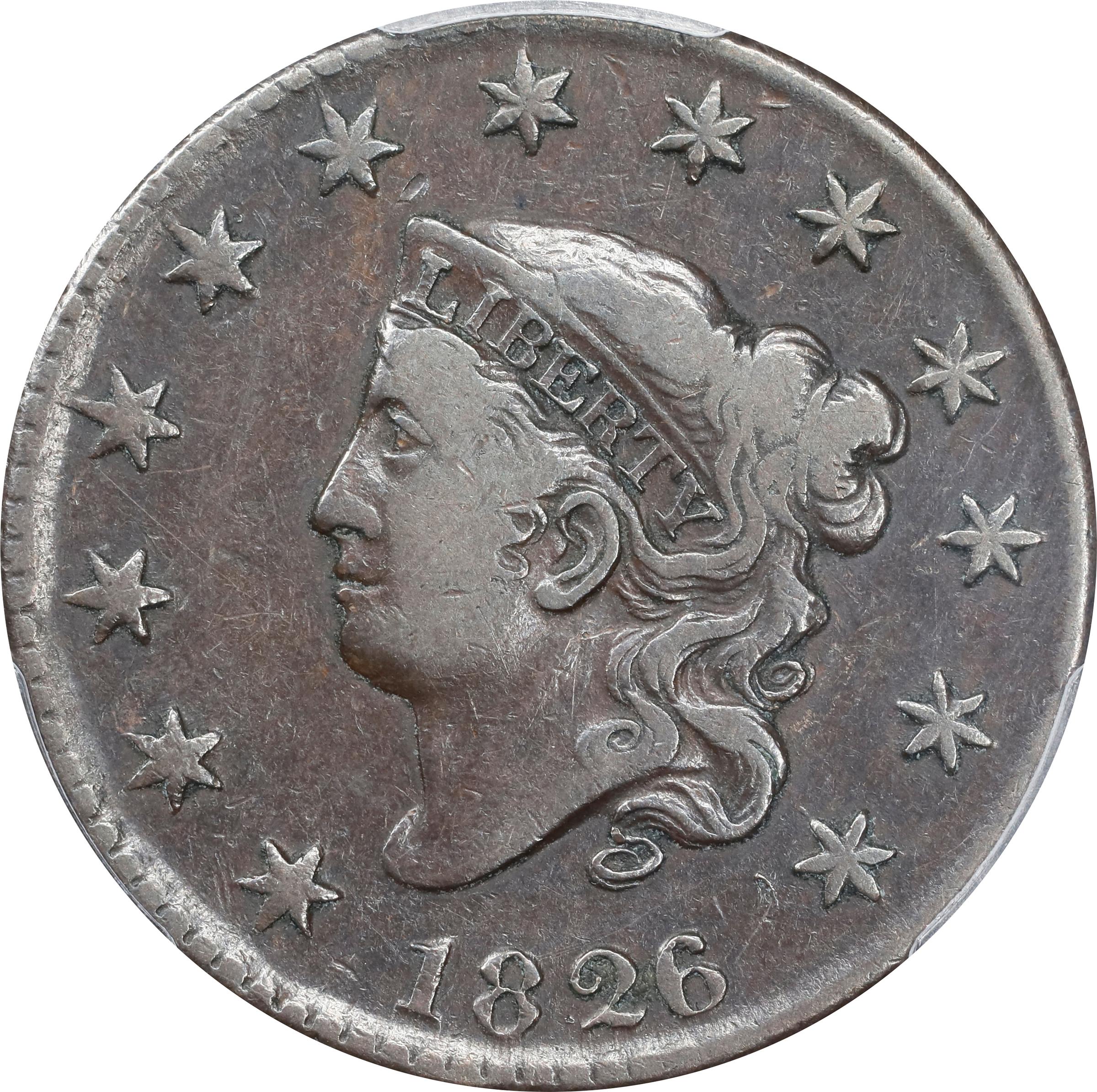 image for: 1826/5 Matron Head Cent. N-8. Rarity-2. VF-20 (PCGS).