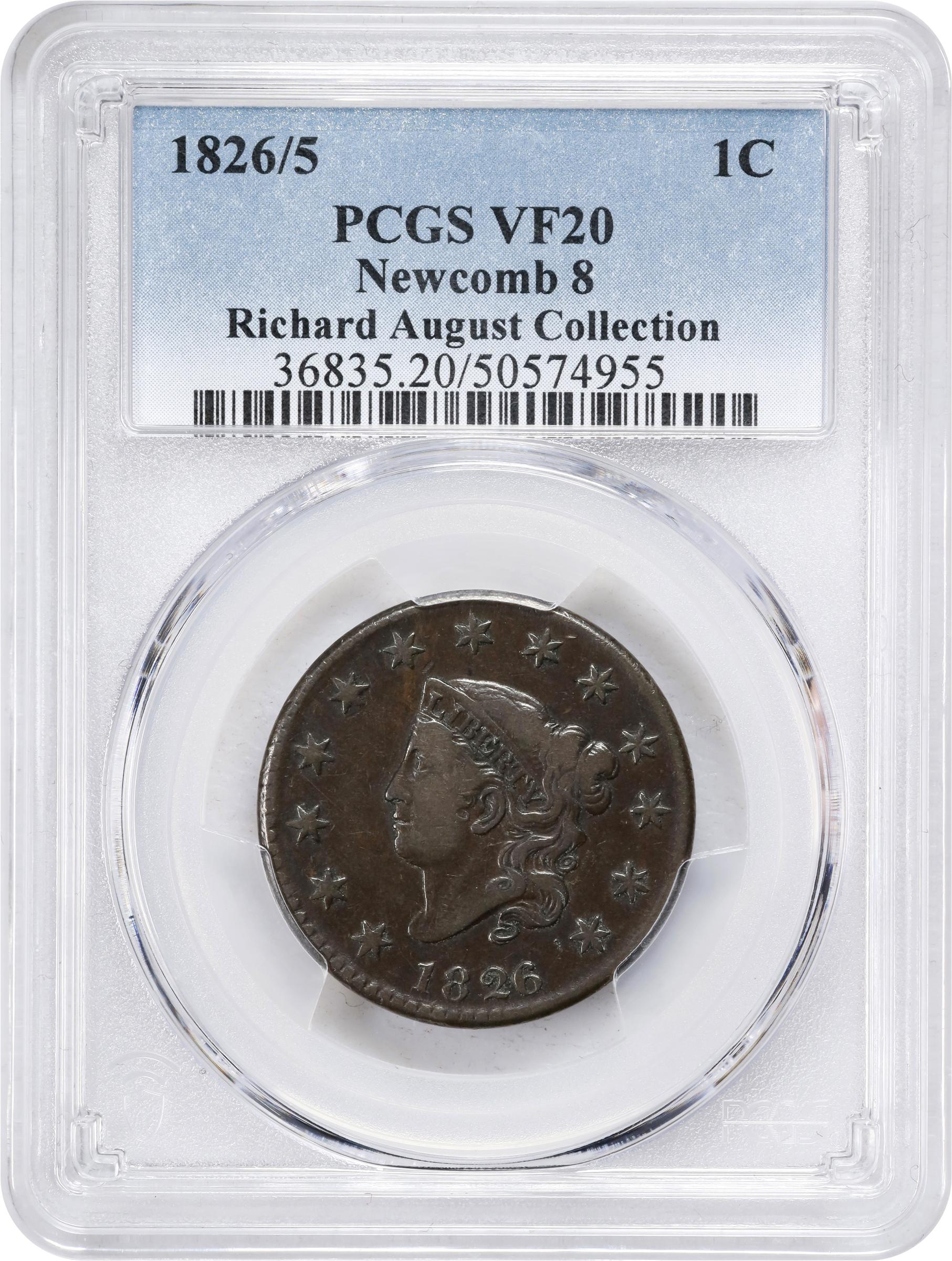 image for: 1826/5 Matron Head Cent. N-8. Rarity-2. VF-20 (PCGS).